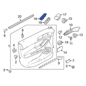 Front left window lifter control trim Ford Explorer 16-19 rest, breakage of fastener