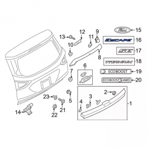 Emblem inscription Escape tailgate Ford Escape MK3 16-19 rest