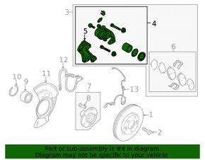 Front left caliper assembly Kia Forte 4d 14-18
