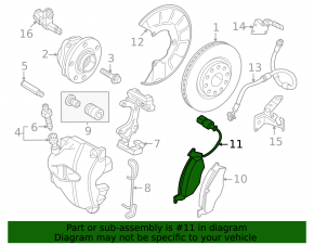 Front brake pad wear sensor Audi A3 22-26