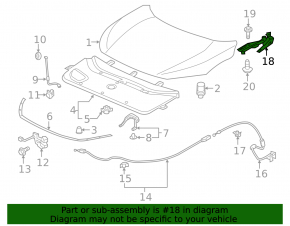 Hood hinge left Honda Civic X FC 16-21