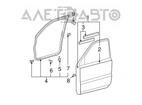 Door bare front left Lexus RX300 RX330 RX350 RX400h 04-09