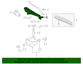 Windscreen wiper linkage with motor Lexus GS300 GS350 GS430 GS450h 06-07 cracks in linkage retainer
