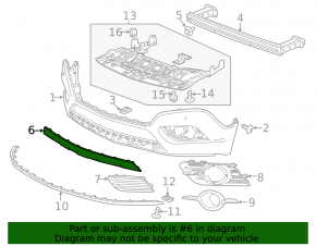 Buick Encore 13-16 front bumper lip trim, gray