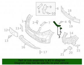 Front bumper mount, right wing, Mercedes Metris W447 16-23