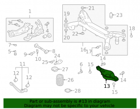 Rear left transverse control arm for spring Mazda6 09-13