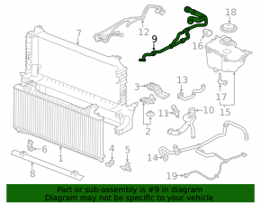 Upper cooling pipe Jaguar F-Pace X761 17- type 2, complete