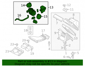 Air duct for Kia Sorento 16-20 3.3 manifold with resonators and tube