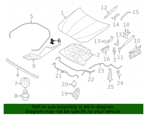 Hood seal rear left BMW 5 F10 11-16