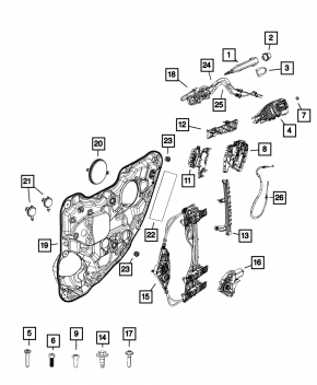 Jeep Cherokee KL 14-23 rear left door glass guide