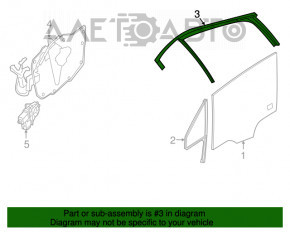 Upper front left door molding with seal Fiat 500X 16-22 chrome