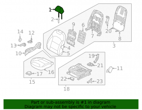 Front left headrest Kia Niro 17-22 HEV, PHEV fabric, gray, worn