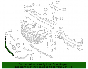 Radiator grille molding lower right Mazda 6 13-17