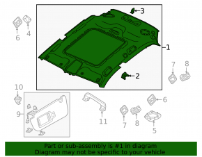 Black roof lining for Audi Q8 19-25 with panoramic windows