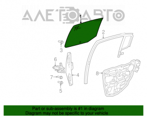 Glass door rear left Chrysler 200 11-14