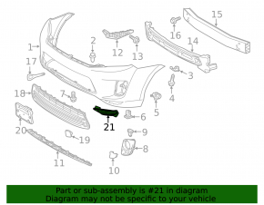 Lower grille front bumper right Toyota Highlander 11-13 hybrid