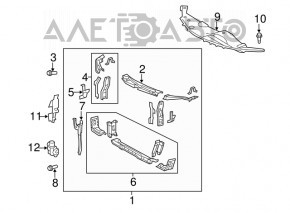 Right radiator deflector for Toyota Camry v50 12-14 usa LE XLE, type 2, broken fasteners