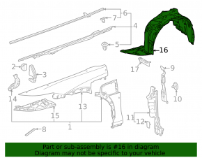 Front right fender liner for Lexus RZ 23-26