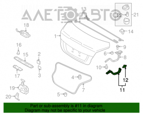 Left trunk hinge cover for Suzuki Kizashi 10-15, broken mount, scratches