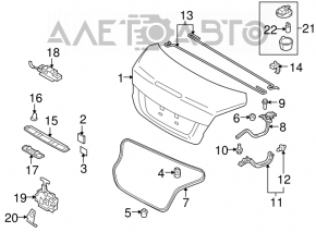 Left trunk hinge cover for Suzuki Kizashi 10-15, broken mount, scratches