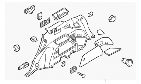 Left arch trim Kia Sorento 16-18 black for 3rd row, for subwoofer, for heater