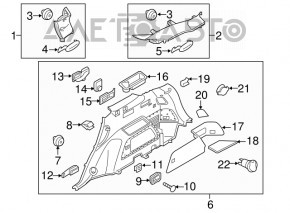 Left arch trim Kia Sorento 16-18 black for 3rd row, for subwoofer, for heater