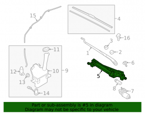 Windscreen wiper linkage with motor for Hyundai Sonata 15-19