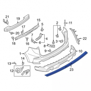 Rear bumper trim upper Ford Edge 19-