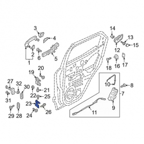 Upper rear left door hinge Ford Fusion mk5 13-20