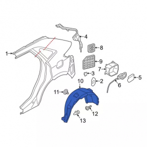 Rear left mudguard Ford Edge 19- Titanium, ST, ST-Line