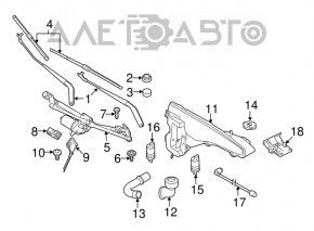 BMW X5 F15 14-18 heated windshield washer nozzle chain, broken mount