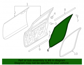 Front right door seal for Nissan Leaf 13-17