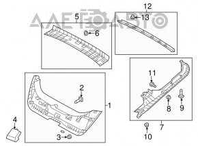 Left tailgate trim Hyundai Veloster 12-17 black