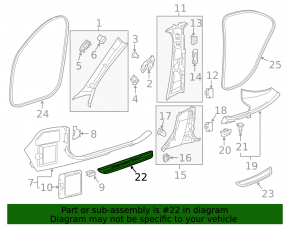 Front left outer threshold trim Mercedes GLC 16-22 worn, dents