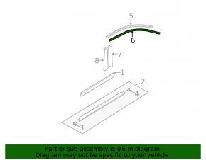 Upper rear left door molding for Mazda6 03-08