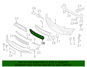 Mini Cooper R56 R58 11-15 front bumper lower grille trim