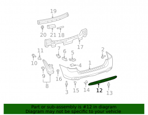 Lower rear bumper trim for Toyota Highlander 2008-2010