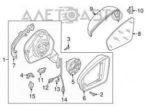 Right side mirror VW Tiguan 18-19 6+2 pins, BSM, turn signal, heated, white