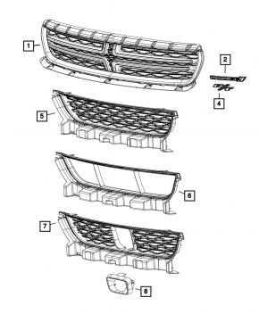 Radiator grill grill Dodge Charger 15-20 rest chrome