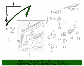 Inner door frame, front left, Acura RDX 13-18