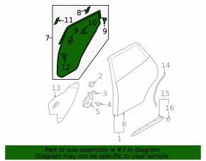 Rear Left Door Seal Nissan Rogue 07-12