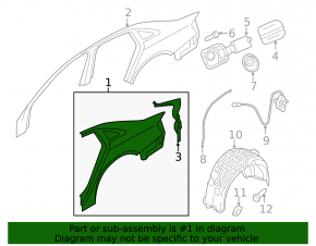 Quarter wing rear right Audi A4 B8 08-16 graphite sedan