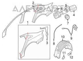 Quarter wing rear right Audi A4 B8 08-16 sedan, on the body, silver