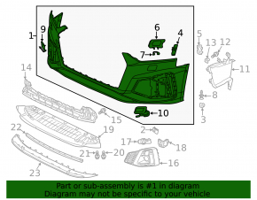 Bare front bumper for Audi A5 F5 20-25 S-Line with parking sensors and headlight washers