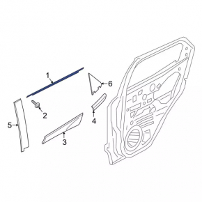 Molding door-glass central front right Ford Ecosport 18-22