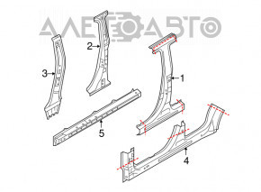 Body pillar central left Mitsubishi Outlander Sport ASX 10-23