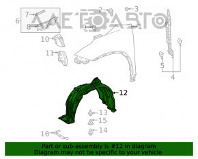 Front left fender liner Toyota Highlander 20-