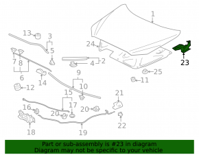 Left hood hinge for Mitsubishi Lancer 10-17