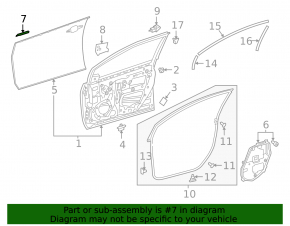 Front right door casing seal front Toyota Prius 50 Prime 17-22