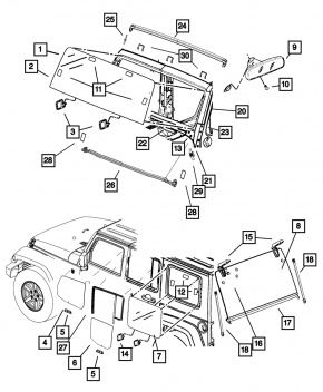 Jeep Wrangler 11-17 tailgate glass seal
